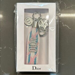 Dior Pink and Blue Braided Keychain